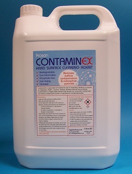 Shows picture of 5 LItre Contaminex Hard Surface Decontamination Fluid